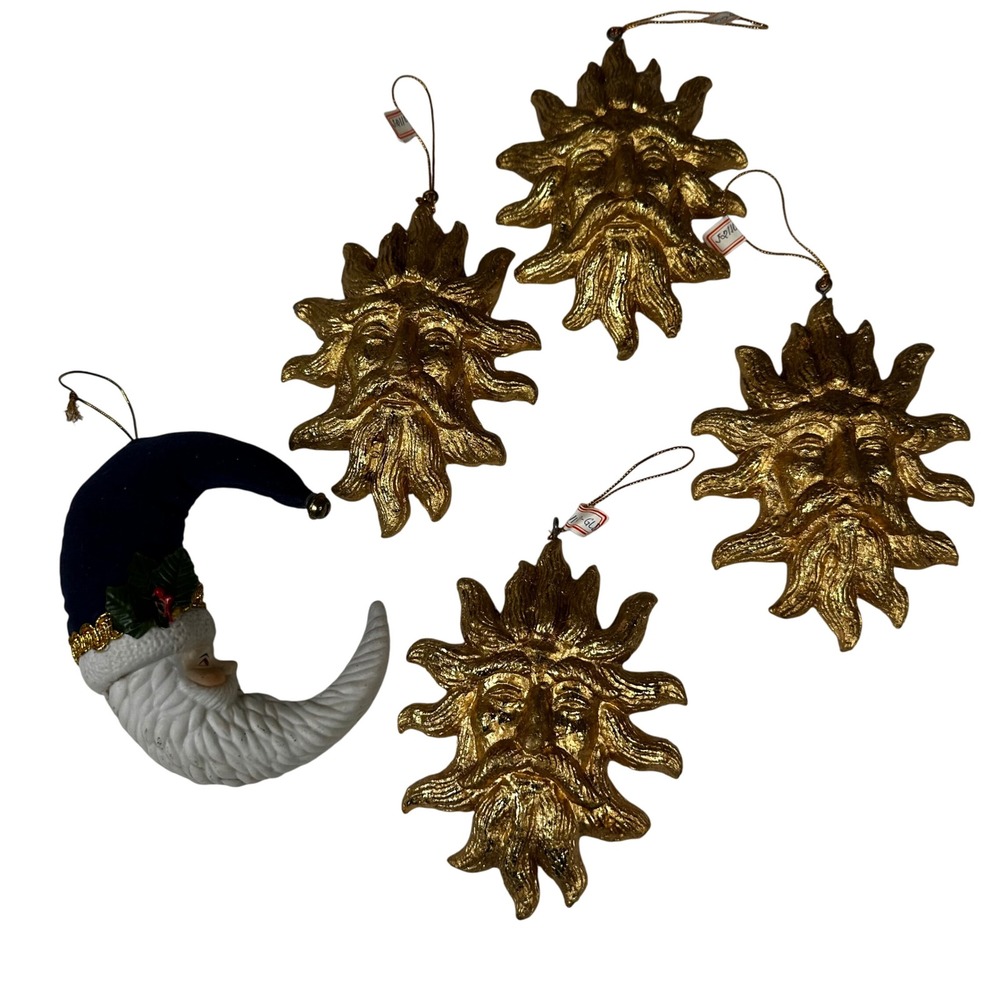 Celestial Sun Face Ornaments Moon‎ Face Ornament Holiday Decor Set whimsical